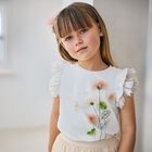 Girls White Tulle Flower T-Shirt, 1, hi-res