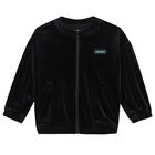 Girls Black Logo Zip Up Top, 1, hi-res