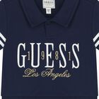 طقم شورتات للبنات باللون الأزرق الداكن مع شعار, 1, hi-res