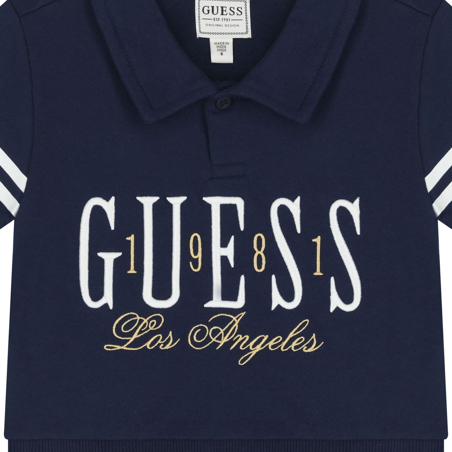 طقم شورتات للبنات باللون الأزرق الداكن مع شعار, 1, hi-res