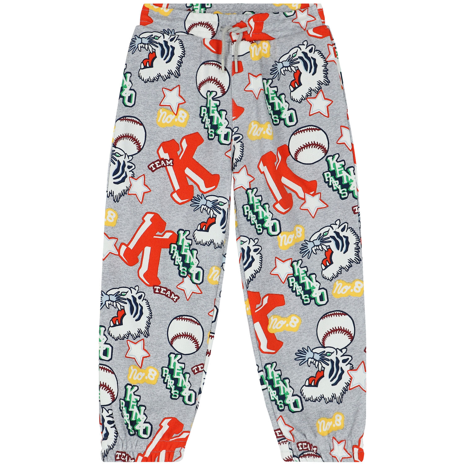 Boys Grey Varsity Tiger Logo Joggers, 1, hi-res