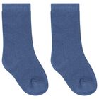 Baby Boys Blue Knitted Socks, 1, hi-res