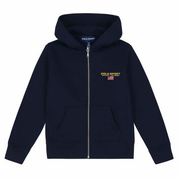 Older Boys Navy Logo Zip Up Top