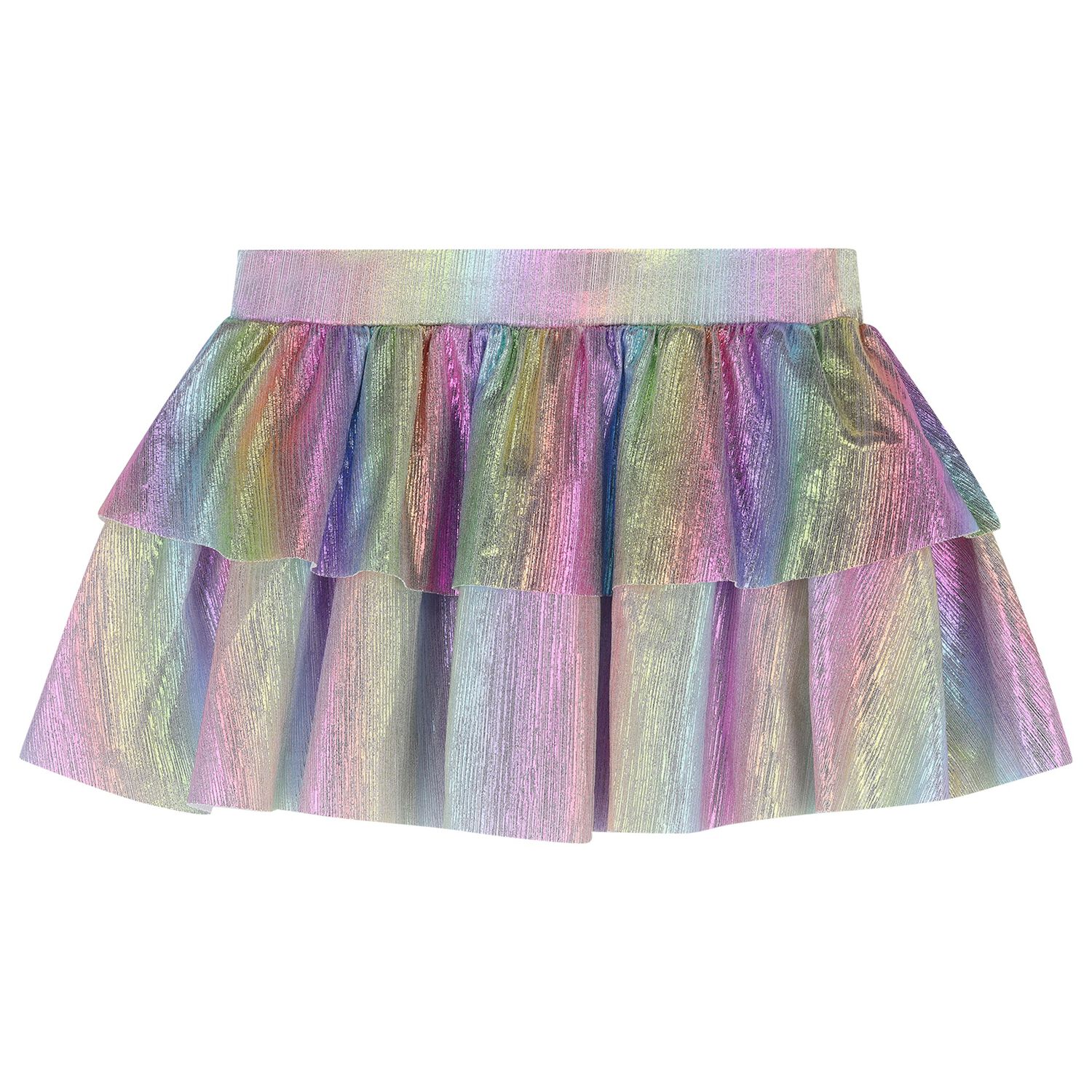 Girls Iridescent Rainbow Ruffled Skirt, 1, hi-res