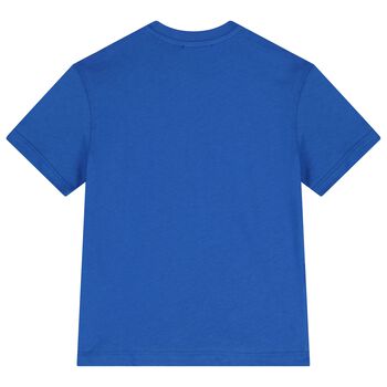 تيشيرت بشعار للأولاد باللون الأزرق 