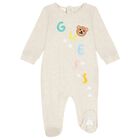 Baby Girls Beige Logo Teddy Bear Babygrow, 1, hi-res