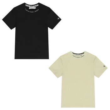 Boys Black & Beige Logo T-Shirts ( 2-Pack )