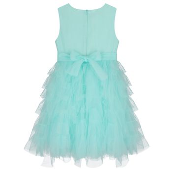 Girls Aqua Flower Tulle Dress