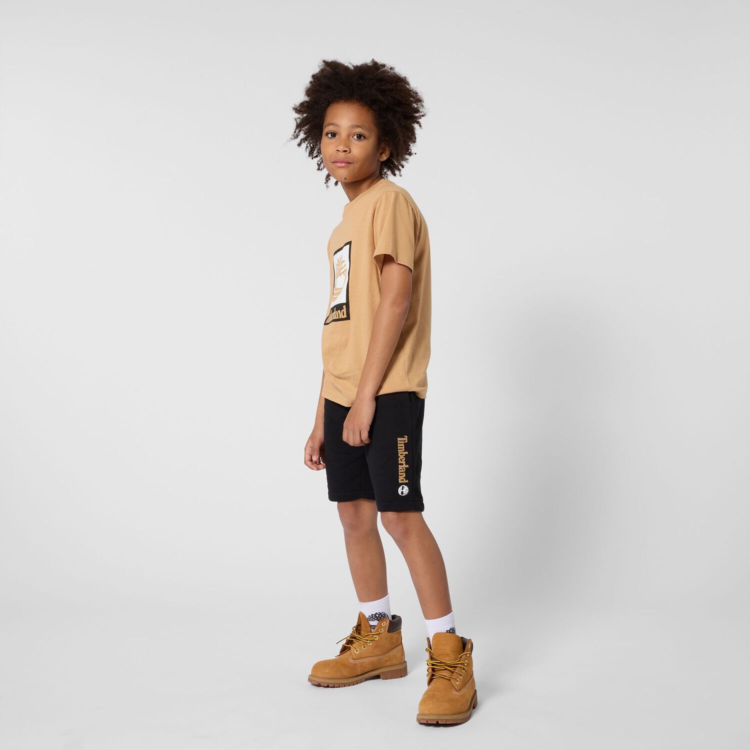 Boys Black Logo Shorts, 1, hi-res