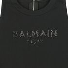 فستان بالشعار باللون الاسود للبنات, 1, hi-res