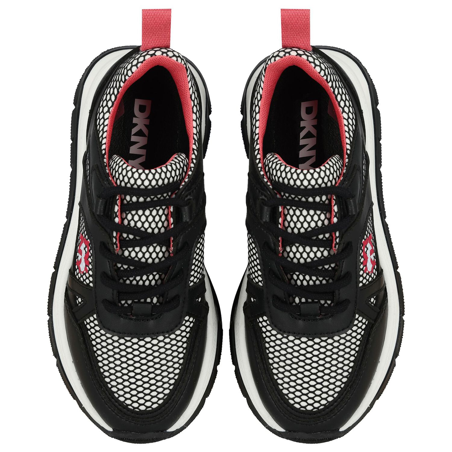 حذاء رياضي للبنات بشعار باللونين الأبيض والأسود, 1, hi-res