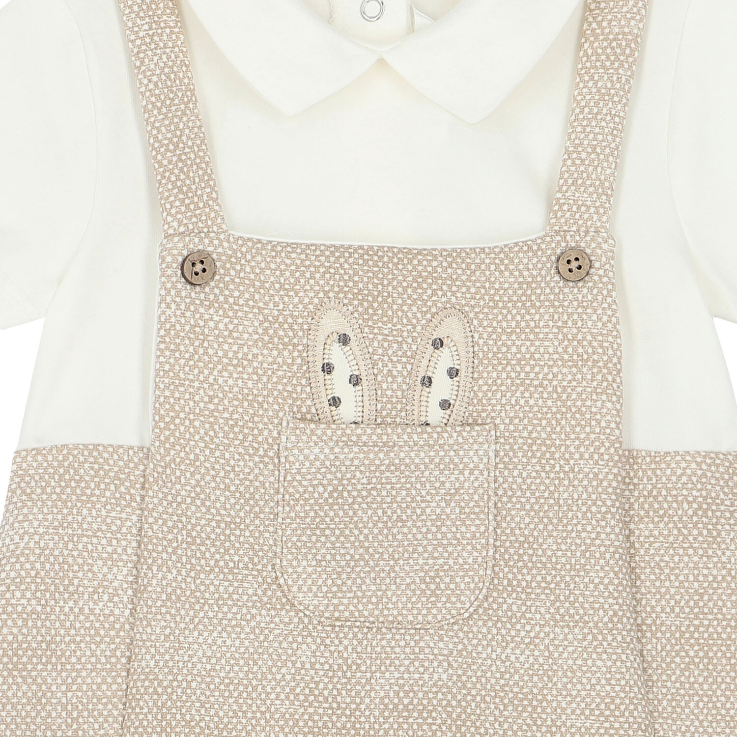 Baby Boys White & Blue Romper & Hat Set, 3, hi-res