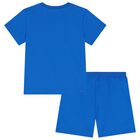 Blue Teddy Bear Logo Shorts Set, 1, hi-res