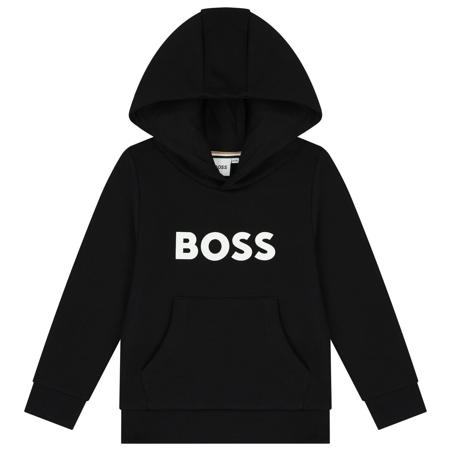 Boys Black Logo Hooded Top, 1, hi-res