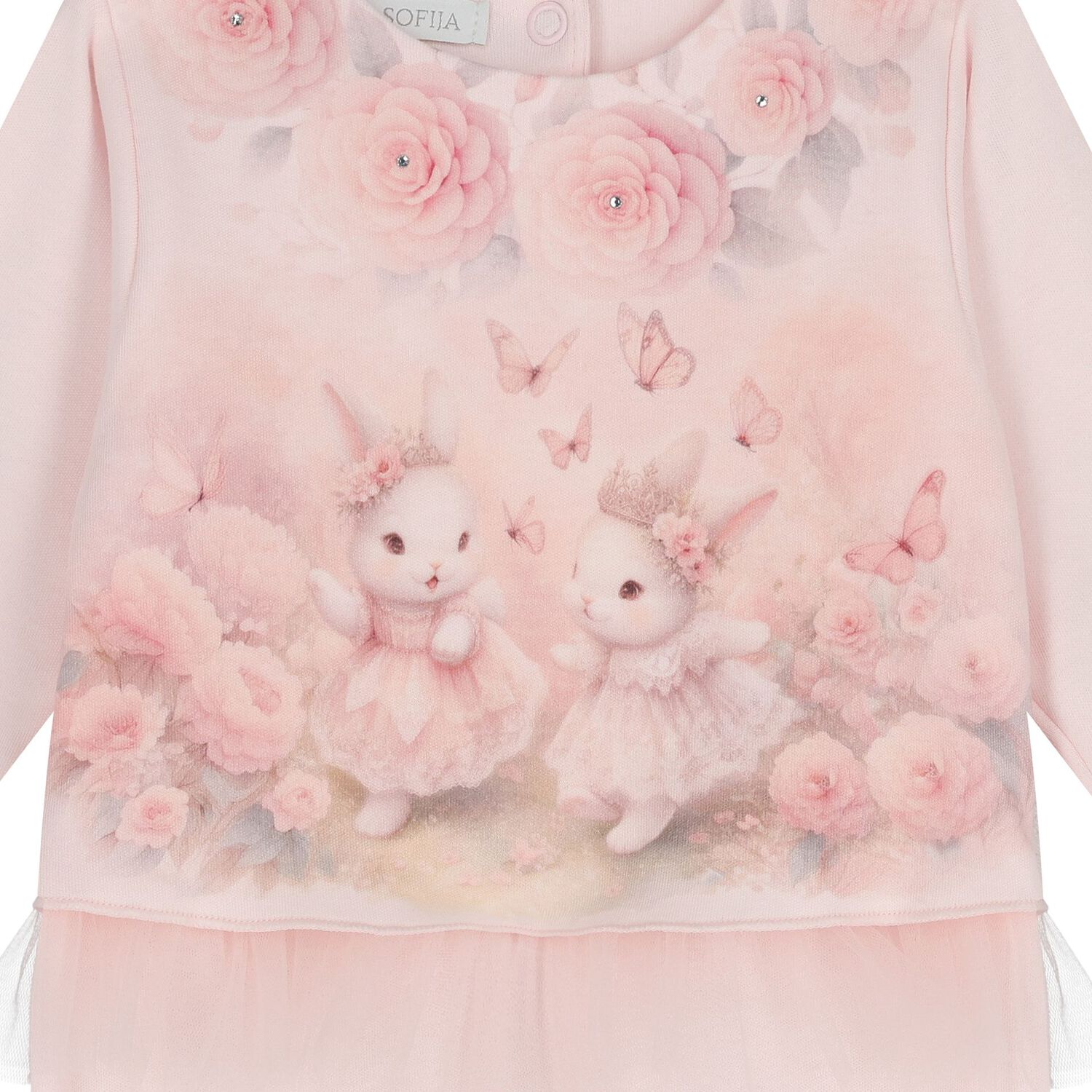 Baby Girls Pink Bunnies Babygrow, 1, hi-res