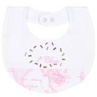 Baby Girls White & Pink Bib, 1, hi-res