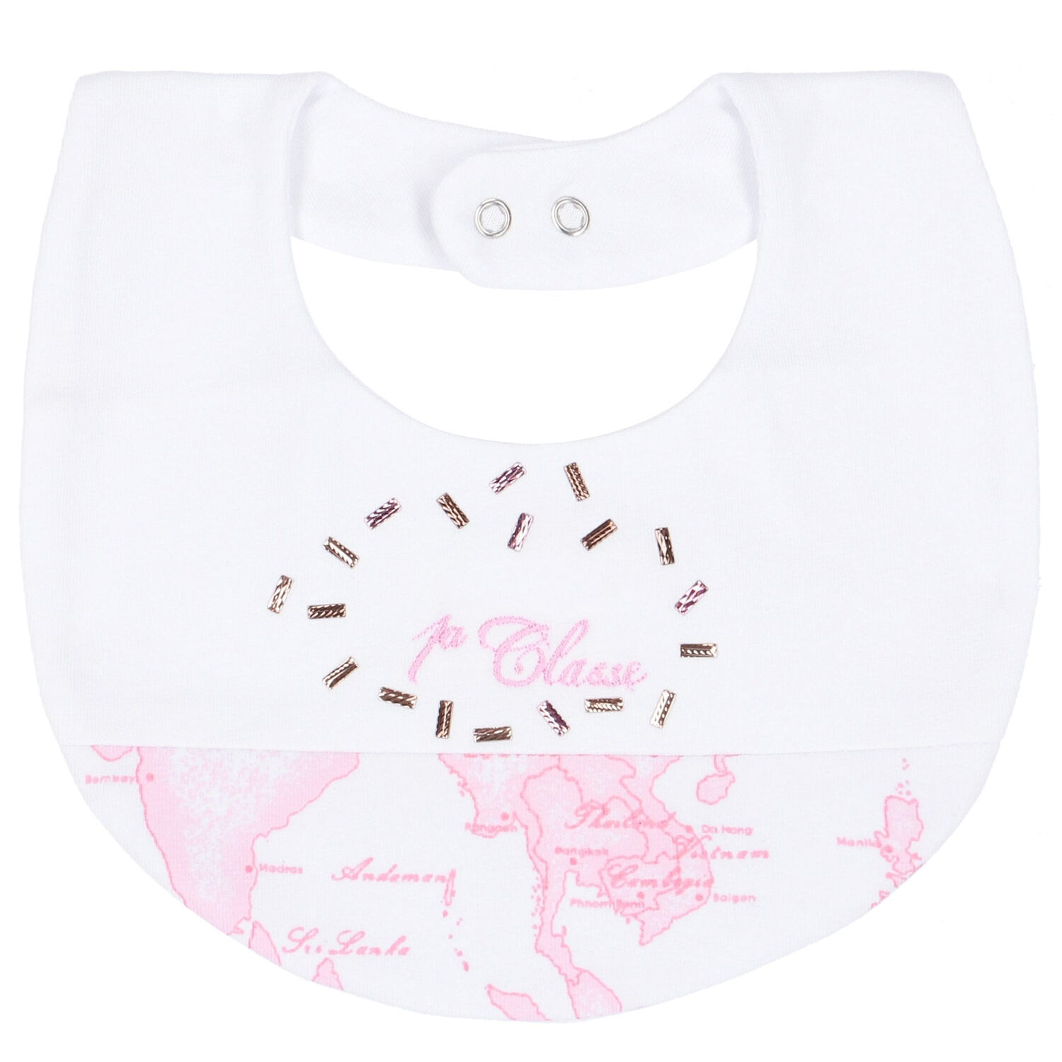 Baby Girls White & Pink Bib, 1, hi-res image number null