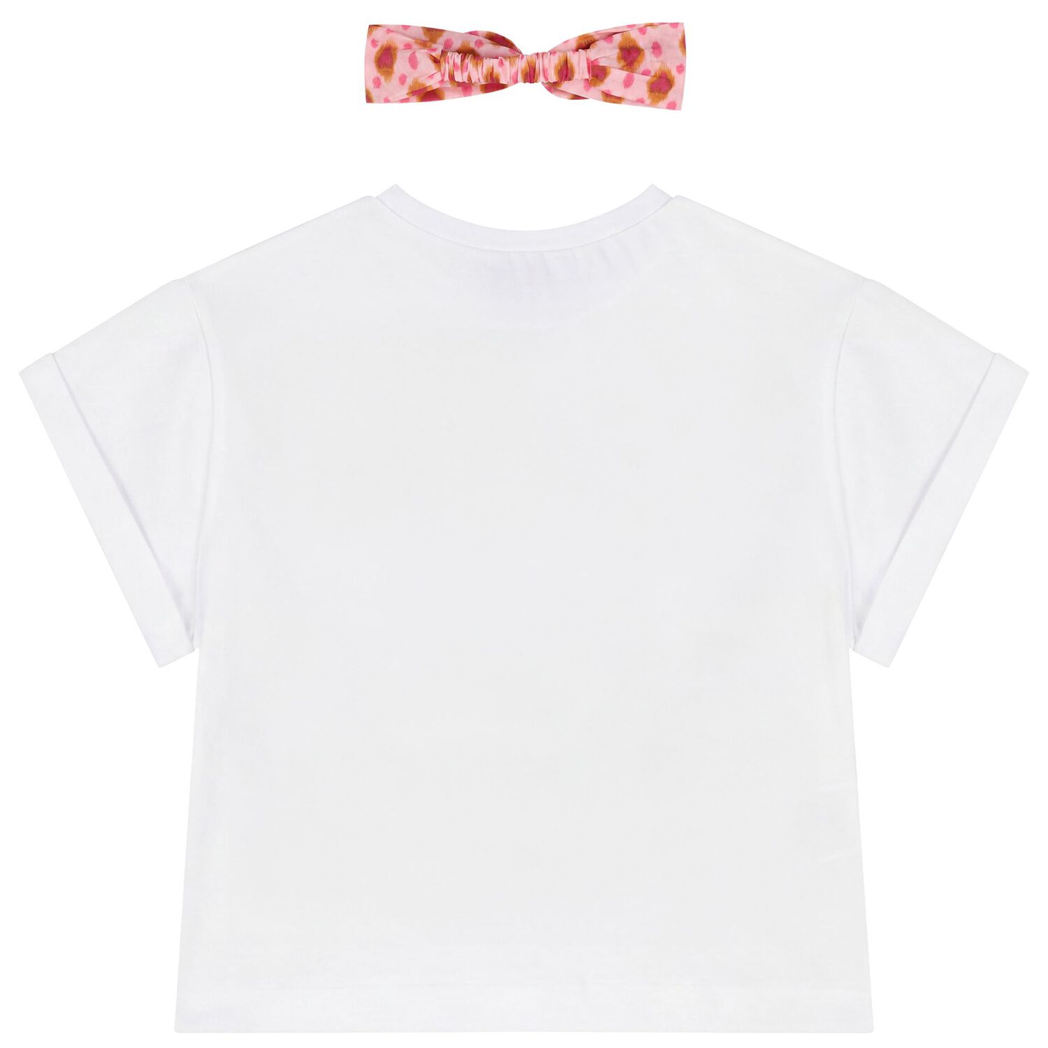 Girls White T-Shirt & Headband Set, 2, hi-res