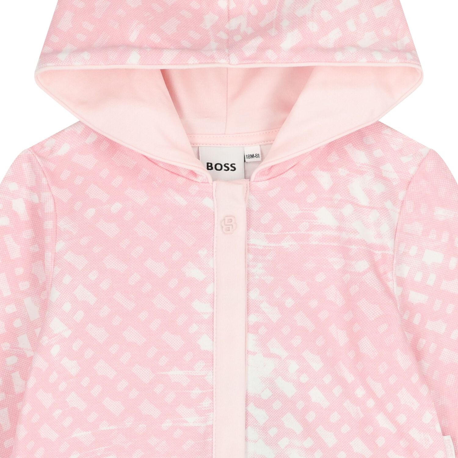 Younger Girls Pink & White Logo Hooded Dress, 1, hi-res