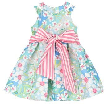 Girls Green & Pink Floral Dress