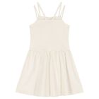 Girls Ivory Ribbed Dress, 2, hi-res