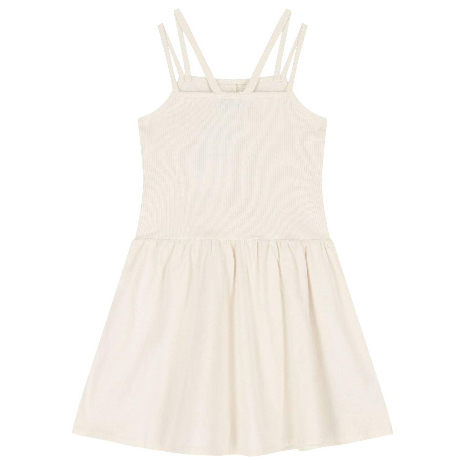 Girls Ivory Ribbed Dress, 2, hi-res