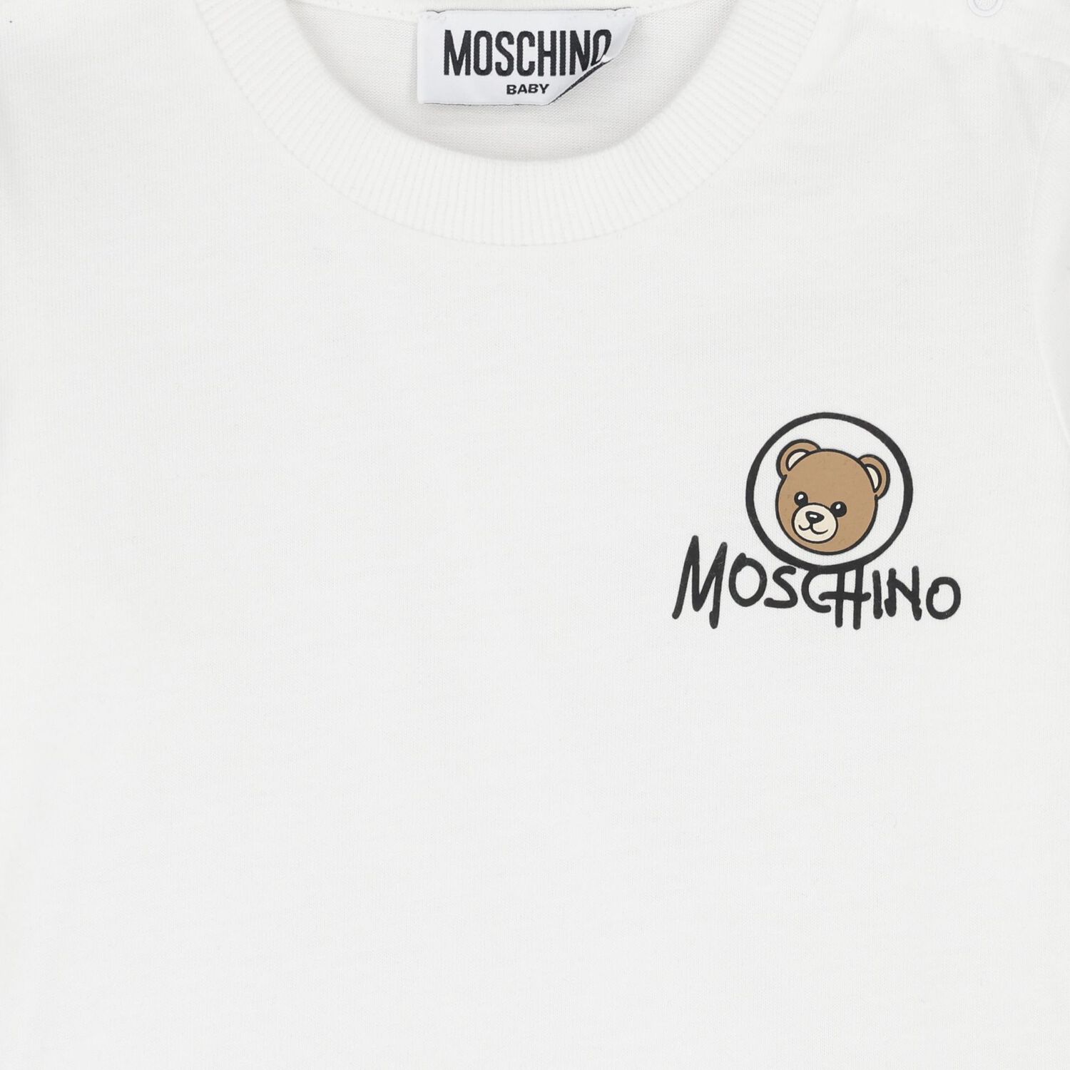 Younger White Teddy Bear Logo Long Sleeve Top, 1, hi-res