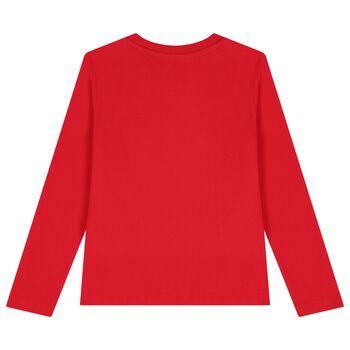 Boys Red Logo Long Sleeve Top