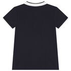 Boys Navy Blue Teddy Bear Polo Shirt, 2, hi-res