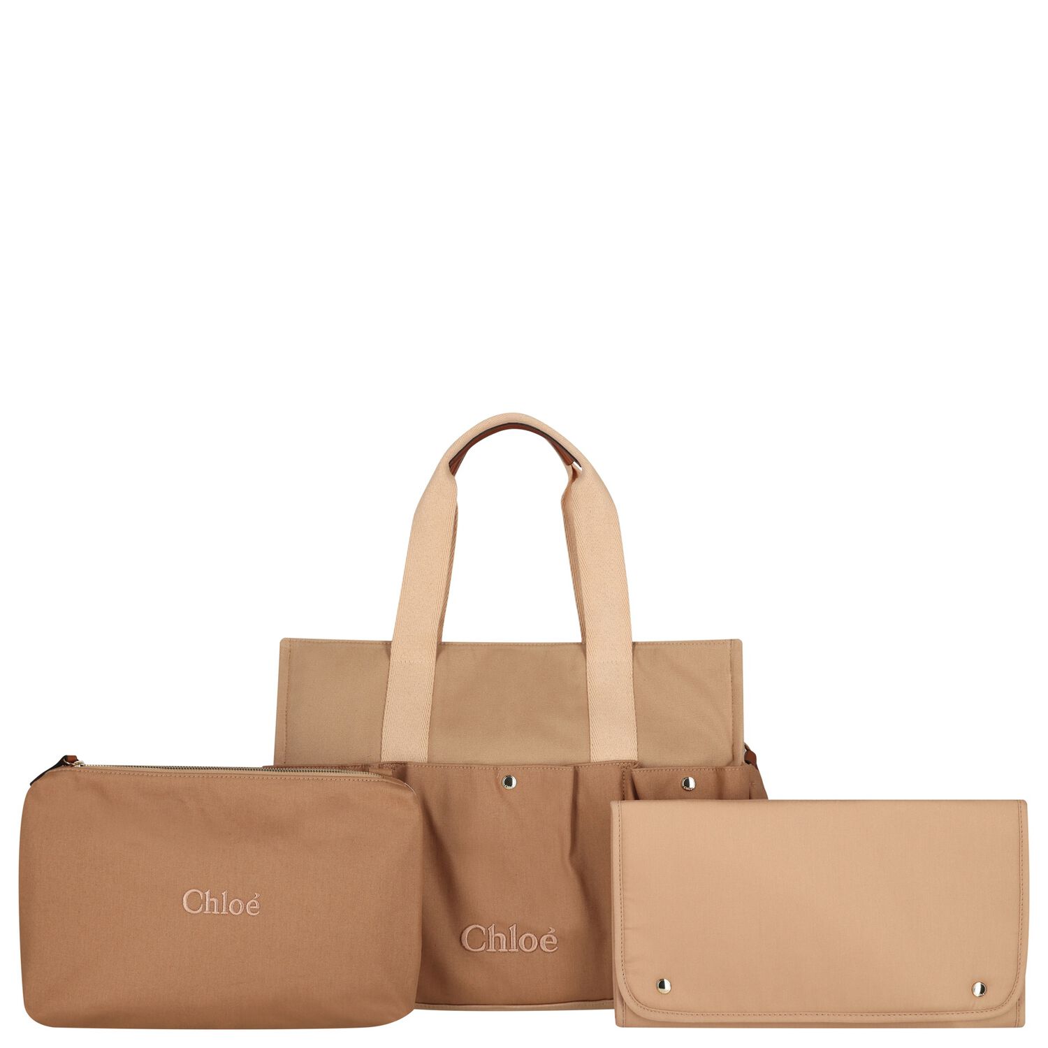 Beige Logo Canvas Baby Changing Bag, 1, hi-res