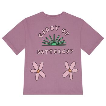 تيشيرت بنات بطبعة باللون الأرجواني