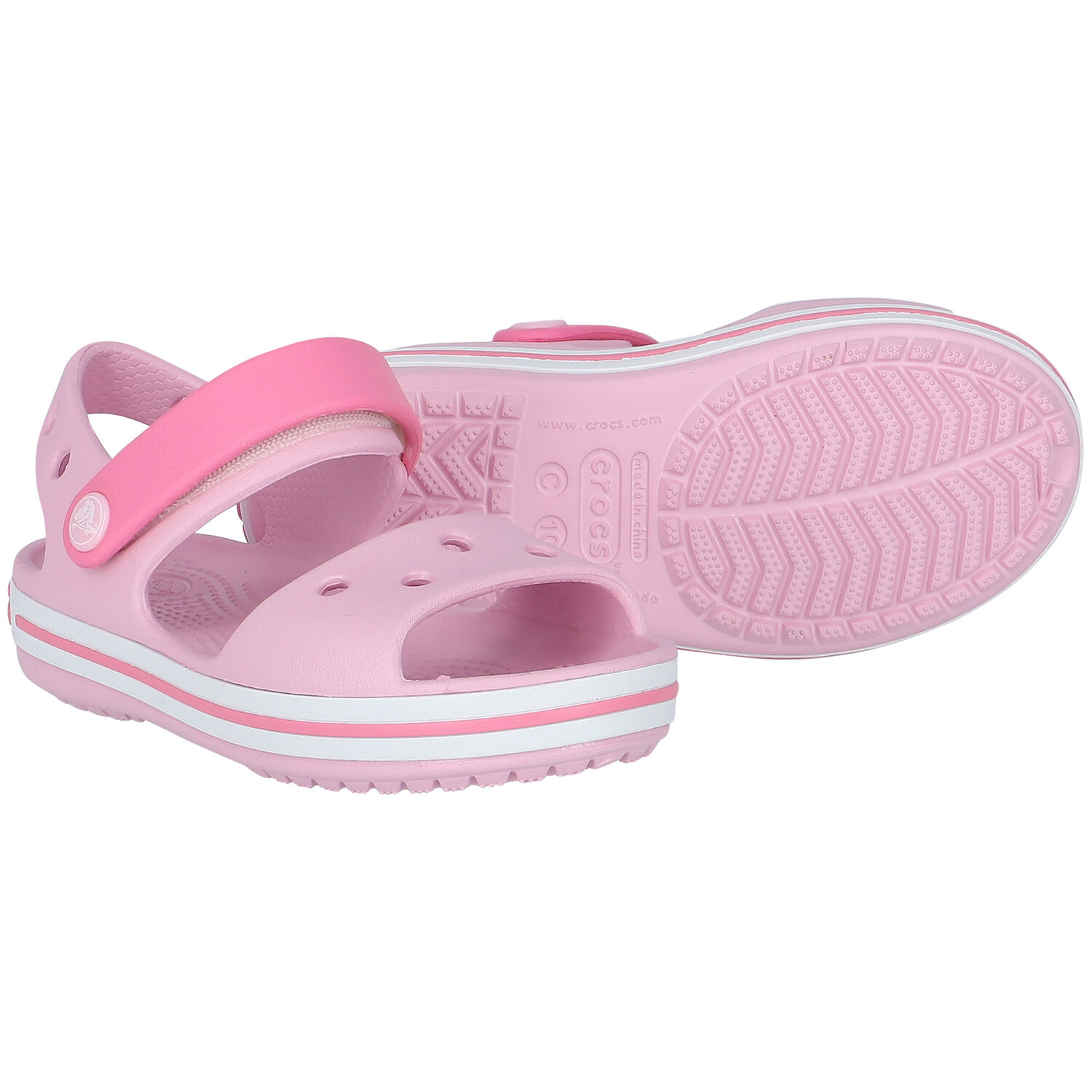 Pink Crocband Sandals, 1, hi-res