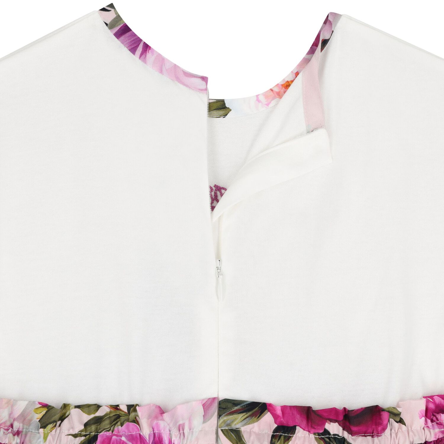 Girls White & Pink Peony Dress, 1, hi-res