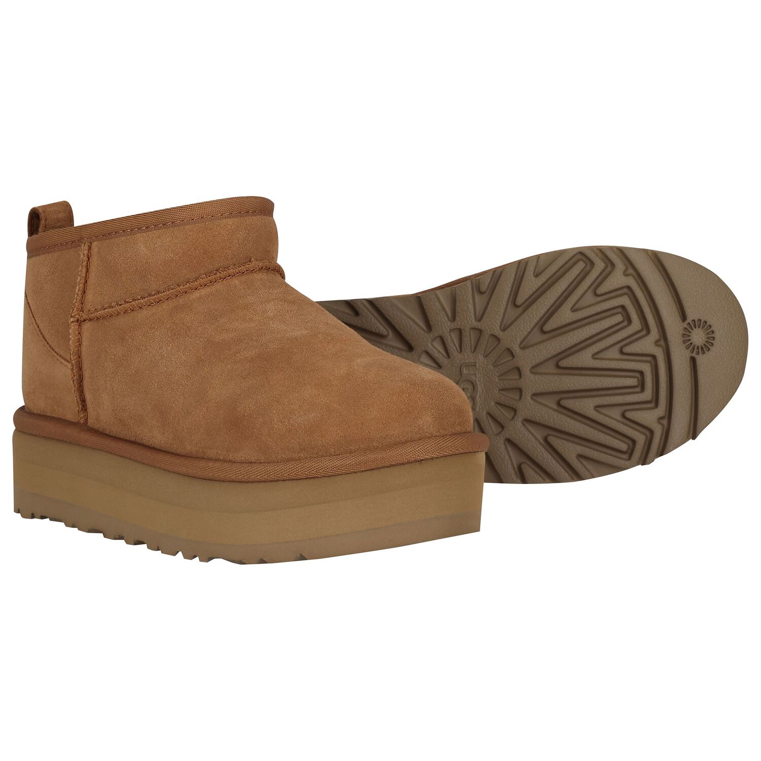 Girls Chestnut Classic Ultra Mini Platform Suede Boots, 2, hi-res