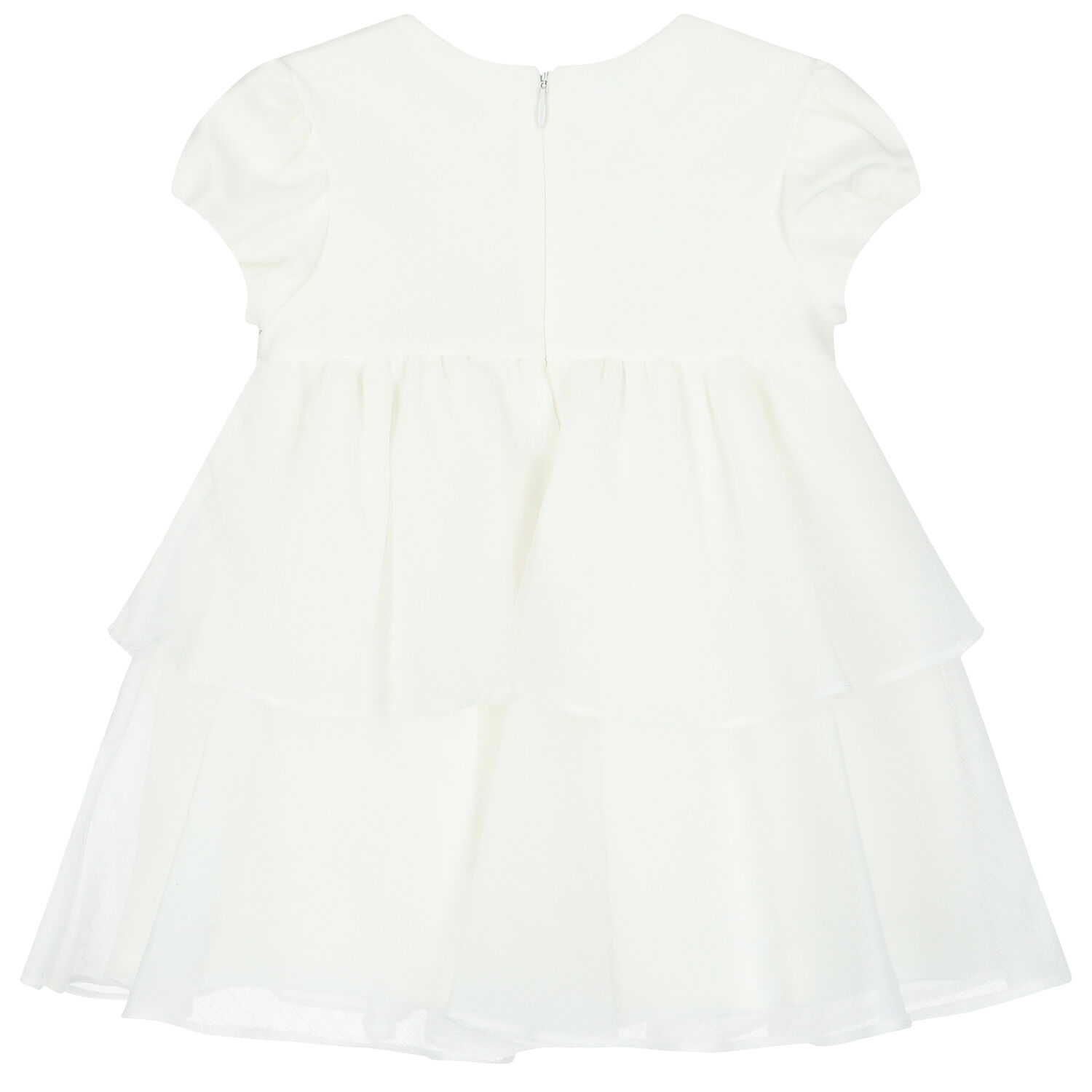 Baby Girls White Velvet & Chiffon Dress, 1, hi-res image number null