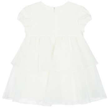Baby Girls White Velvet & Chiffon Dress