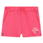 Girls Pink Logo Shorts, 1, hi-res