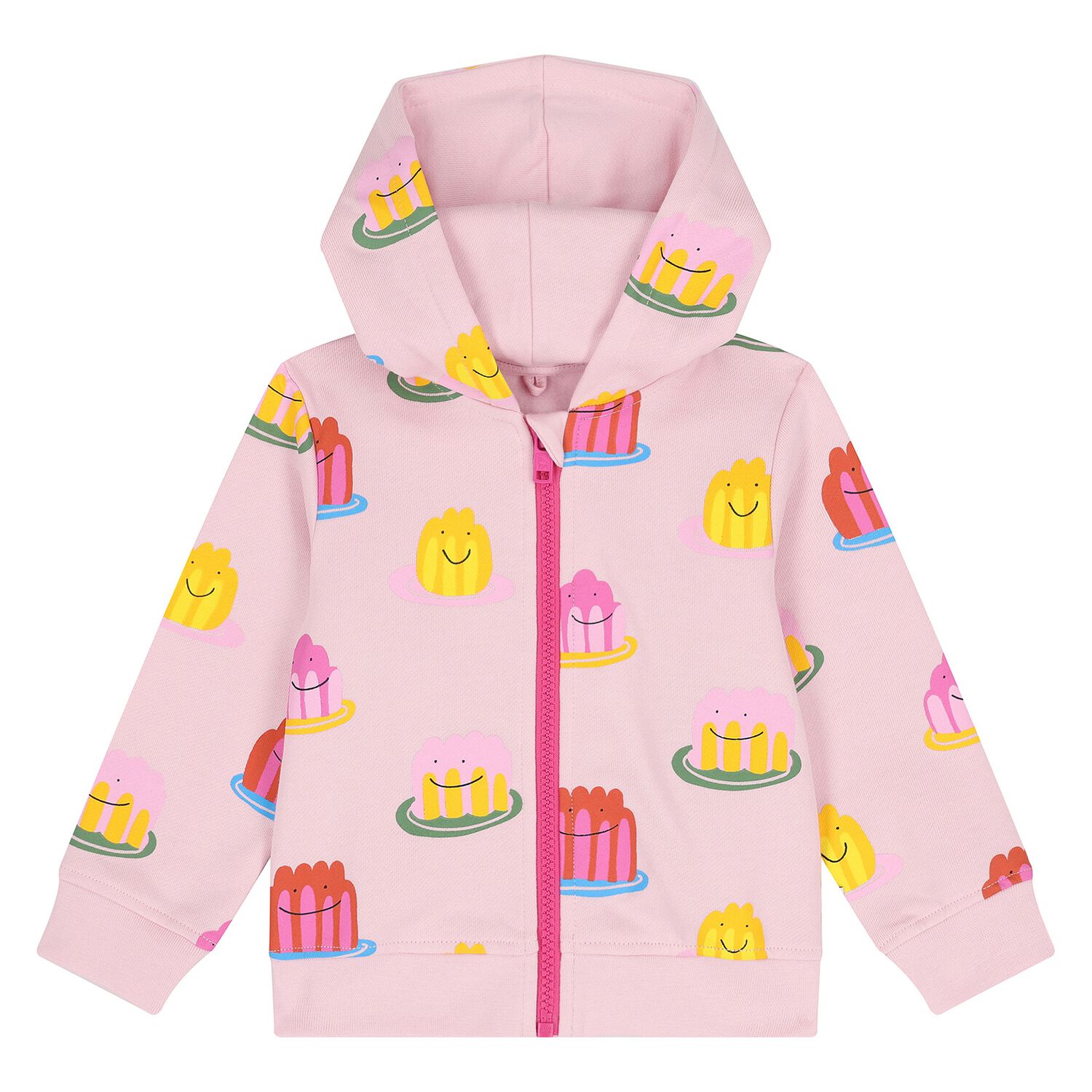 Younger Girls Pink Jelly Hooded Zip Up Top, 1, hi-res