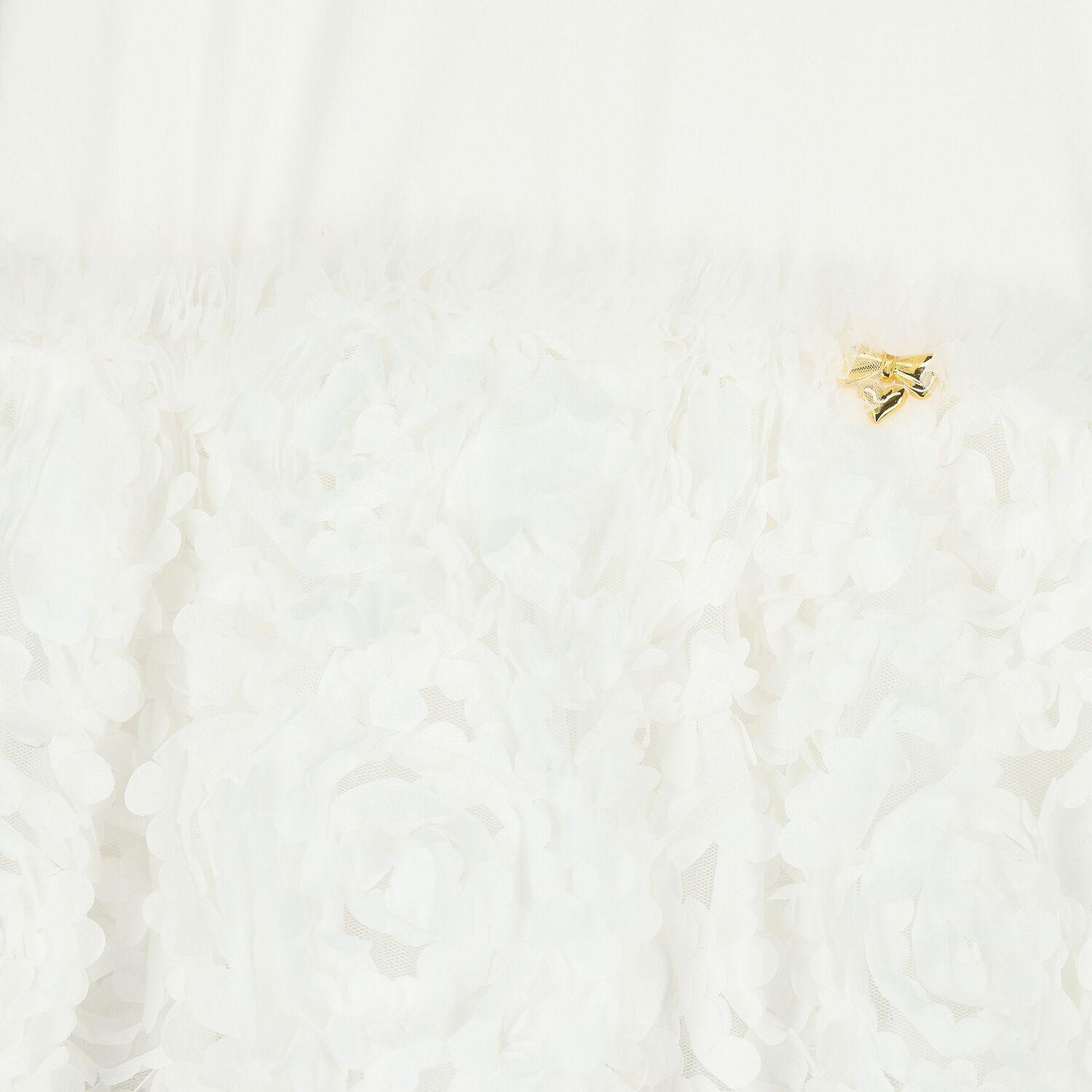 Girls White Tulle & Satin Flower Dress, 1, hi-res