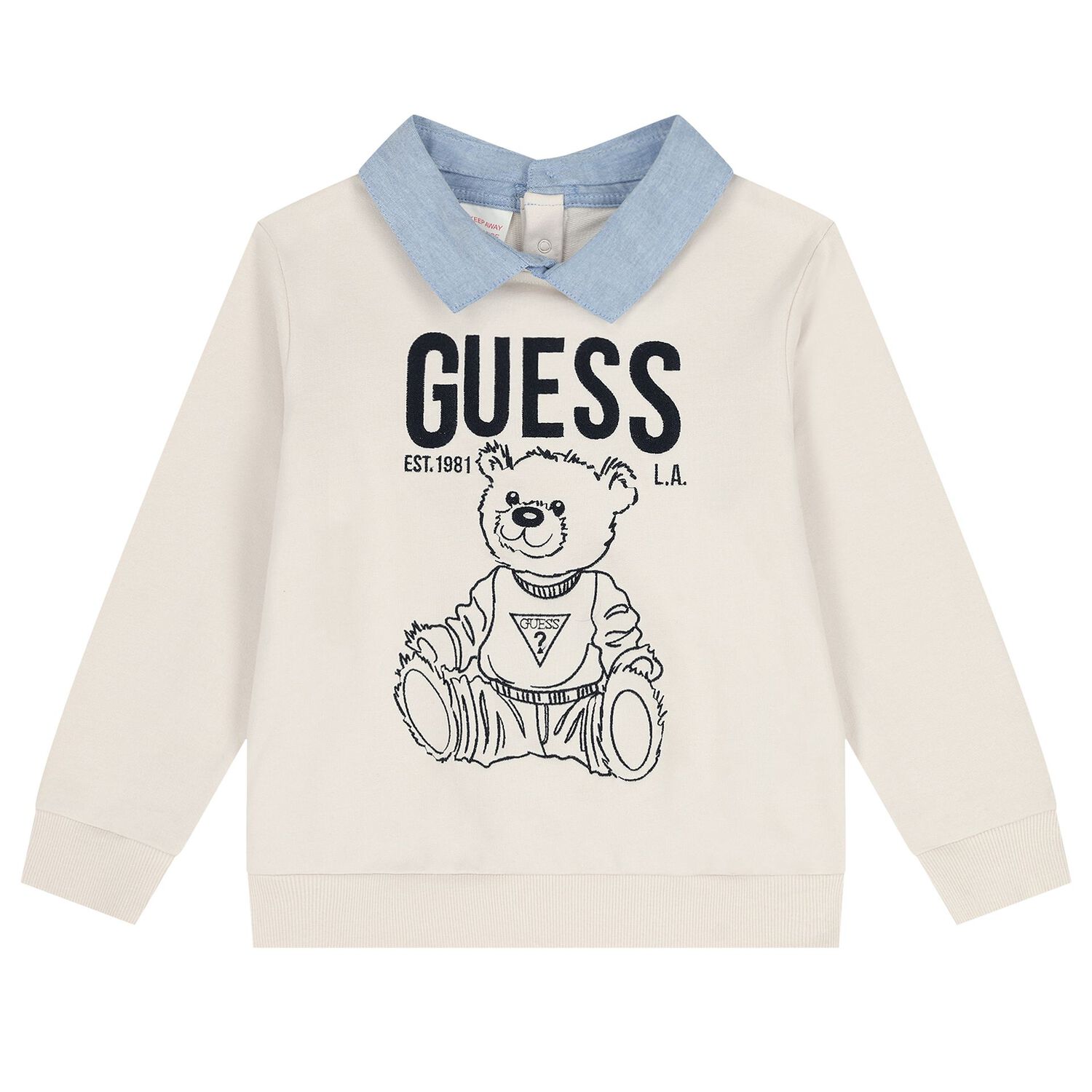 Boys Ivory & Blue Teddy Bear Logo Trousers Set, 1, hi-res