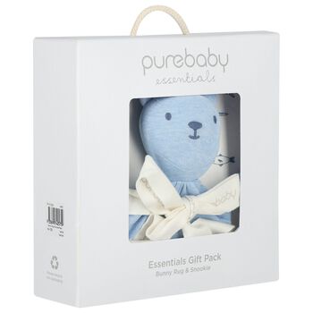 Baby Boys White & Blue Comforter & Blanket Gift Set