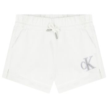 Girls White Logo Shorts