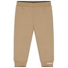 طقم بدلة رياضية أولاد بالشعار باللون البيج, 1, hi-res