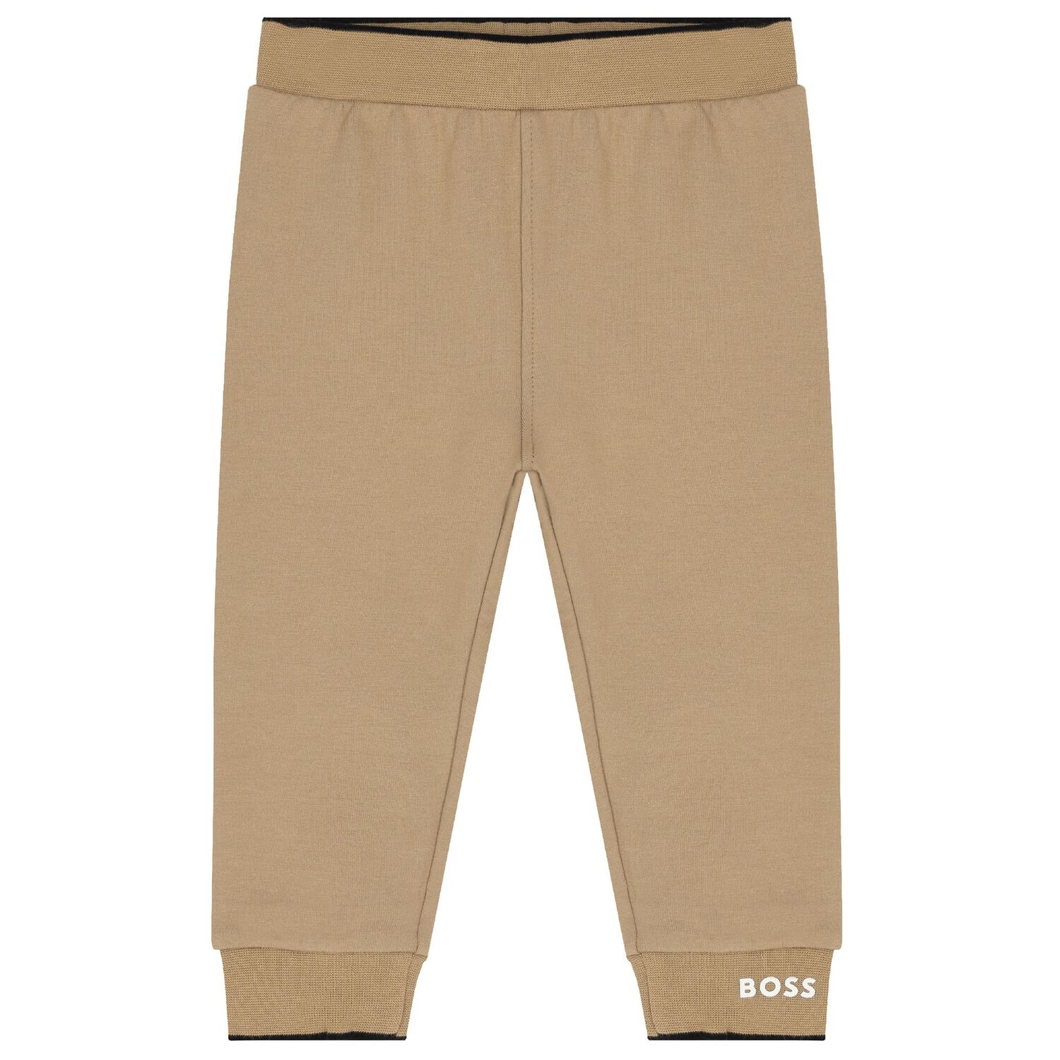 طقم بدلة رياضية أولاد بالشعار باللون البيج, 1, hi-res