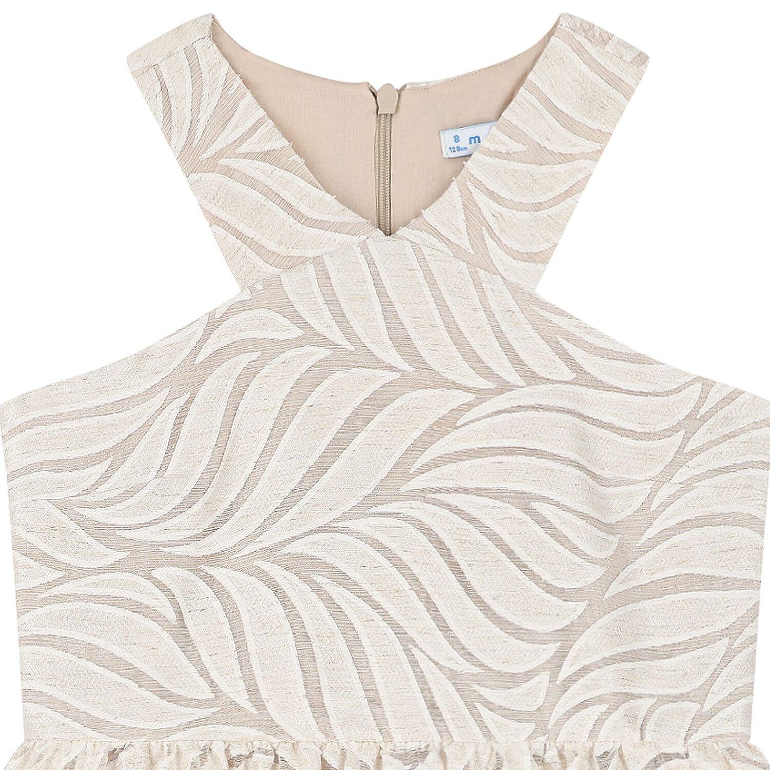 فستان جاكار أورجانزا للبنات باللون البيج, 1, hi-res