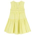 Girls Yellow Poplin Ruffle Dress, 2, hi-res