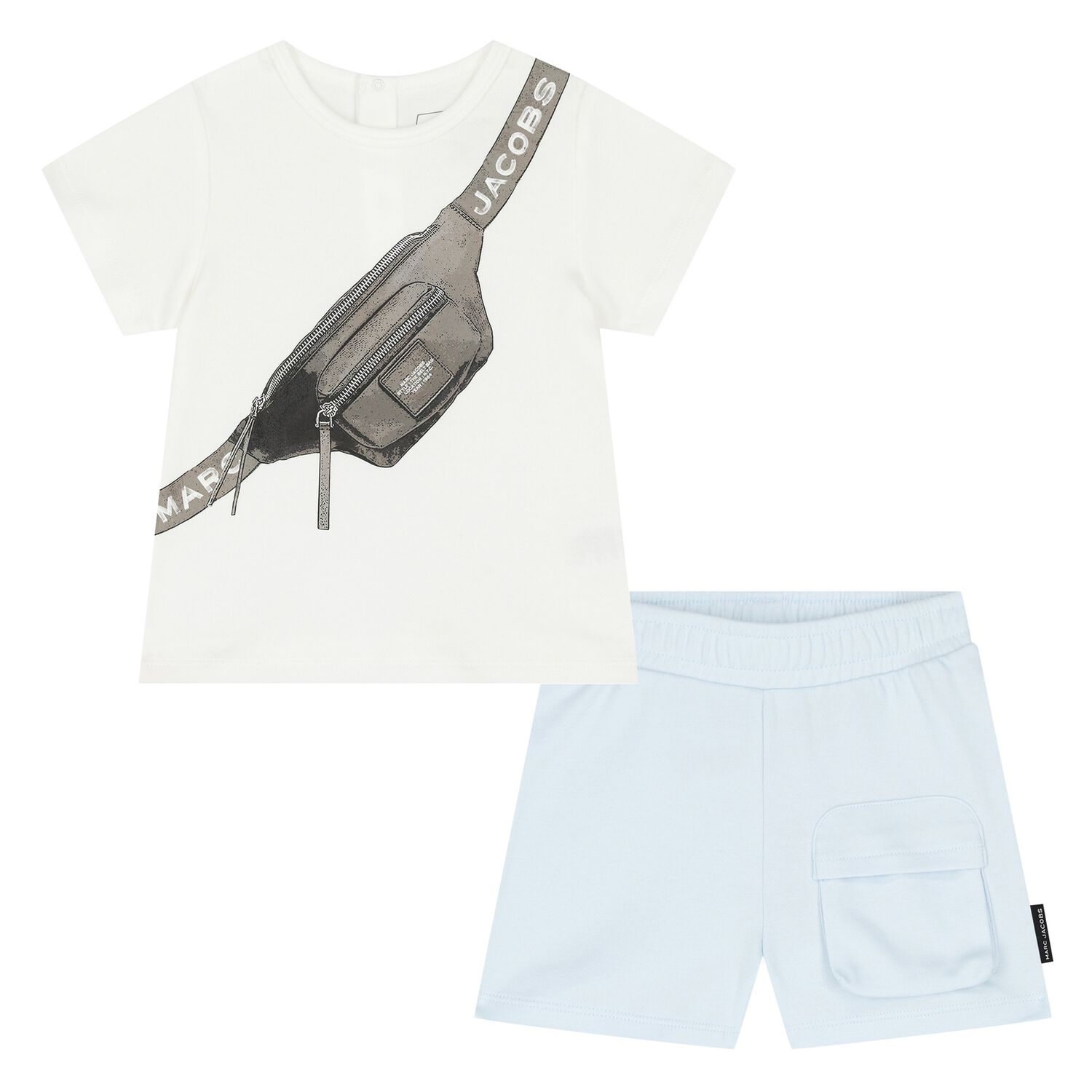 Younger Boys White & Blue Logo Shorts Set, 1, hi-res image number null