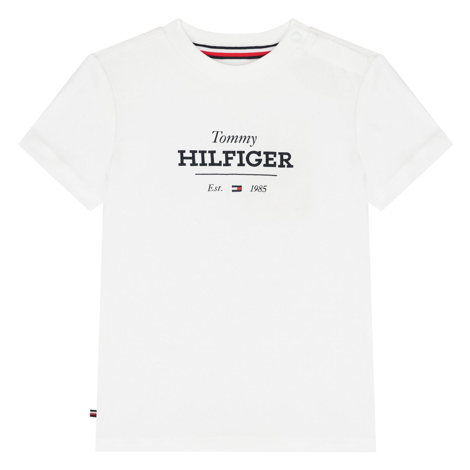 شورت أولاد بالشعار باللون الابيض والكحلي, 1, hi-res