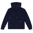 Boys Navy Logo Zip Up Top, 1, hi-res