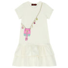 Girls Ivory Logo Bag Dress, 1, hi-res